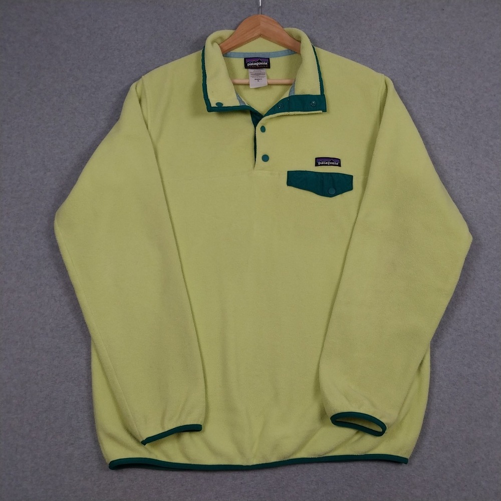 Patagonia Synchilla Snap-T Womens XL Bright Green Yellow Fleece Pullover